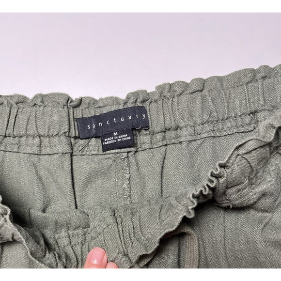 Sanctuary Linen Blend Pull On Jogger Pants Olive Green Pockets Size Medium - Picture 10 of 12